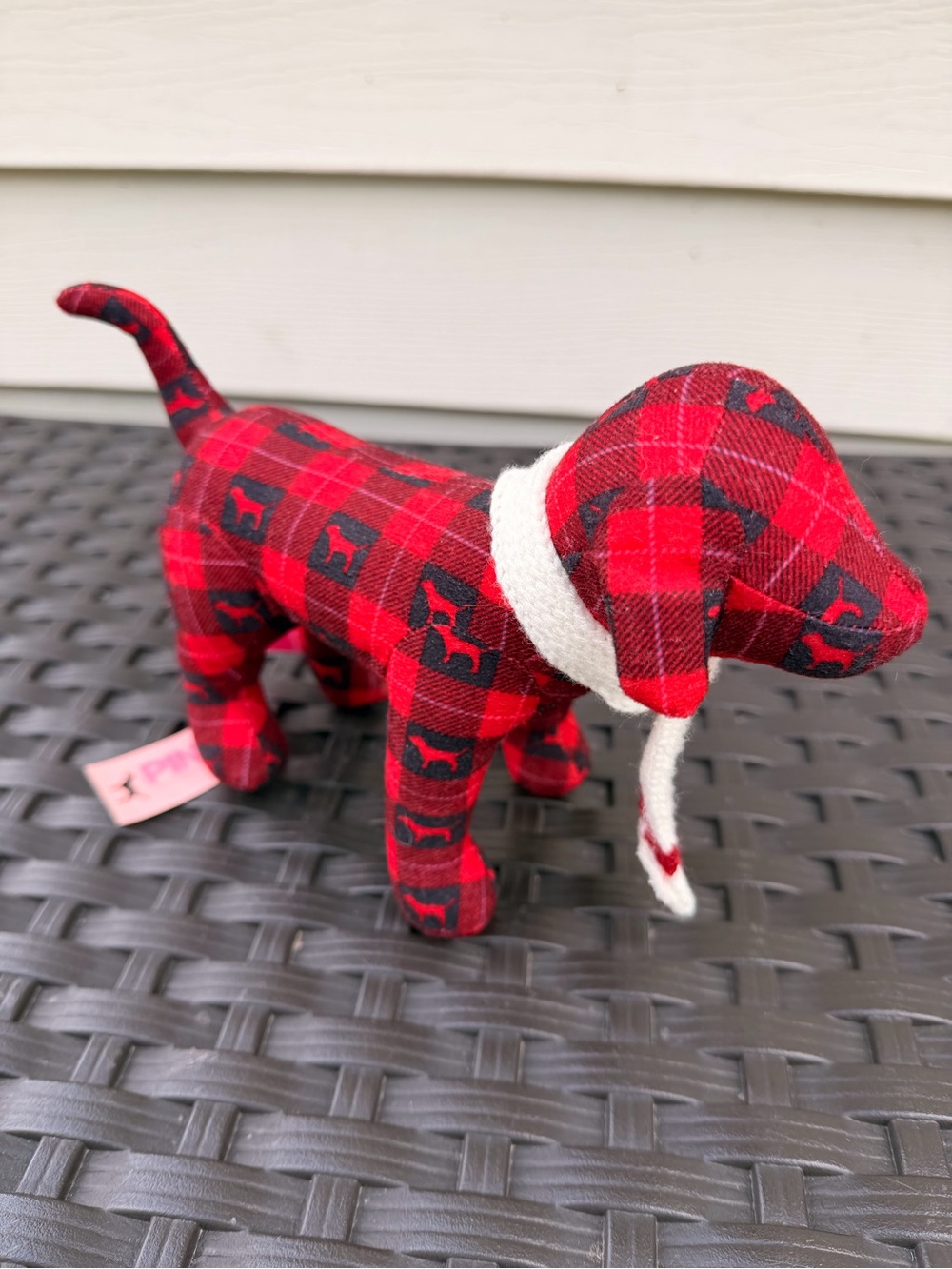 Victoria Secret Red Plaid Decorative Dog Figurine with White Scarf - Pet Accent